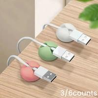 Data Cable Fixer, 3/6counts Multipurpose Desktop Charging Cable Organizer, Multifunctional Self-adhesive Data Cable Holder fo...