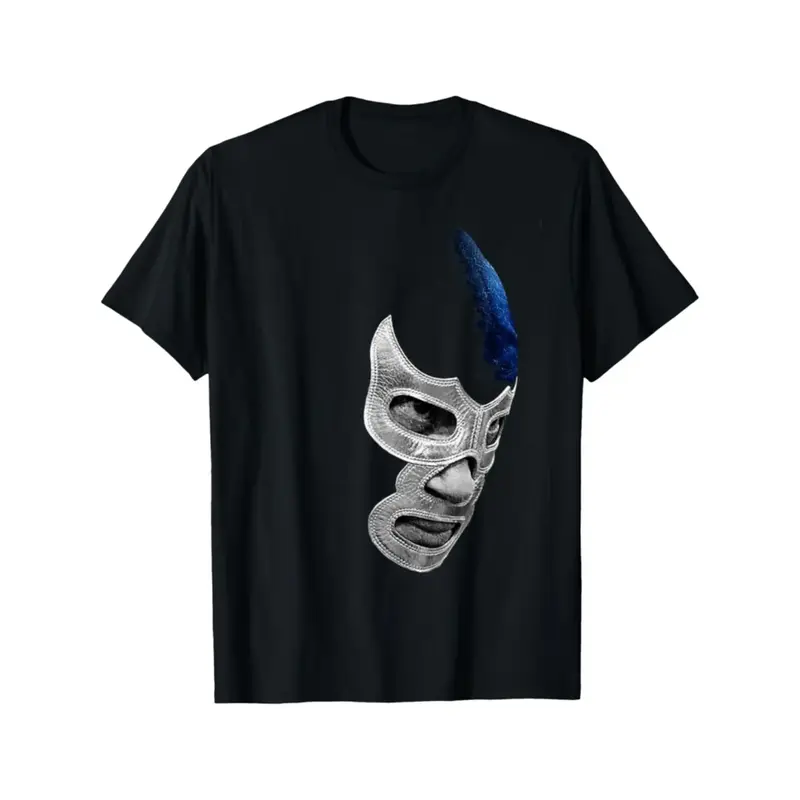 streetwear graphic tees Mexican Wrestler Legend Cotton T Shirt With Demon Blue Libre Art For Men Casual Wear Sports Running A...