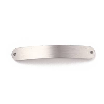 Non-Tarnish 304 Stainless Steel Brushed Curved Rectangle Connector Charms