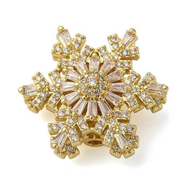 Brass Micro Pave Cubic Zirconia Beads