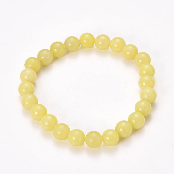 Natural Lemon Jade Beaded Stretch Bracelets