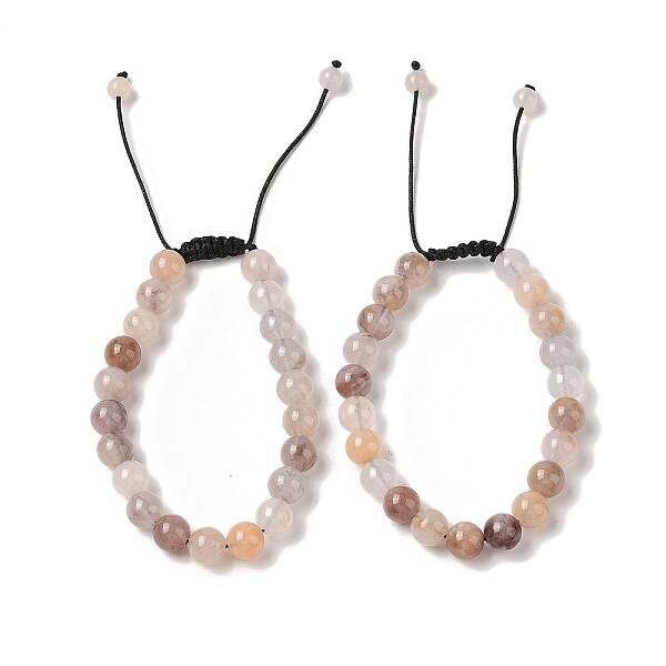 8mm Round Natural Purple Quartz Braided Bead Bracelets