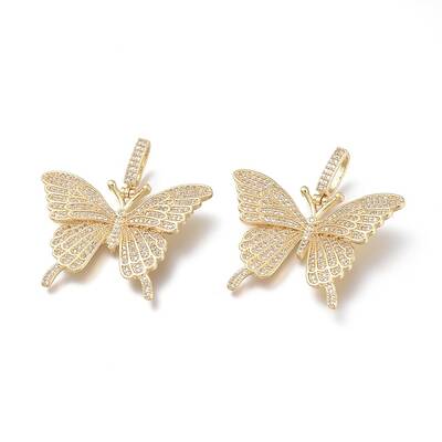 Brass Micro Pave Clear Cubic Zirconia Pendants