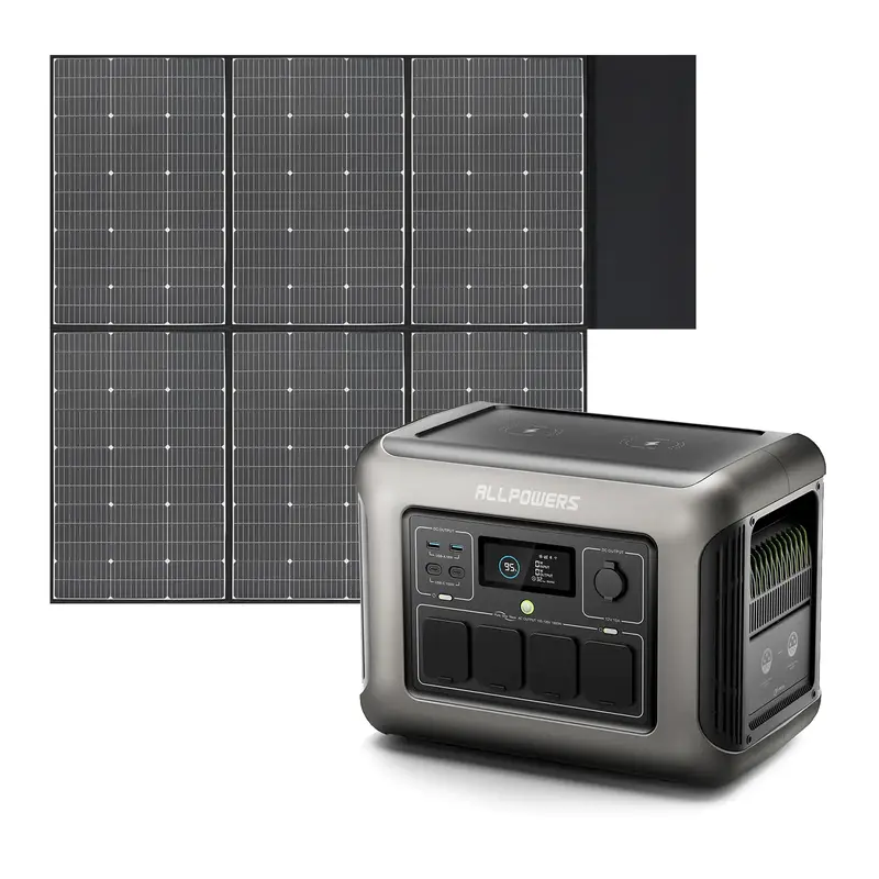 Solar Generator Kit 1800W Portable Power Station 600W Solar Panel