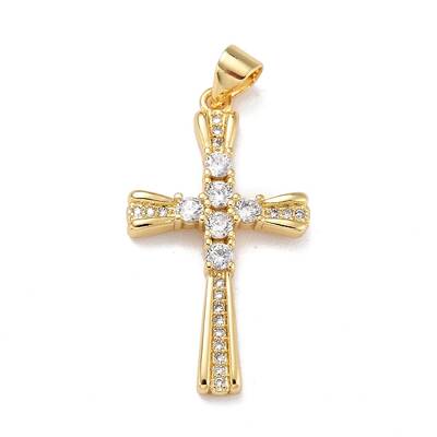 Brass Micro Pave Clear Cubic Zirconia Pendants