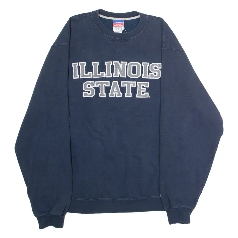 CHAMPION Illinois State Mens Sweatshirt Blue Crew Neck USA L