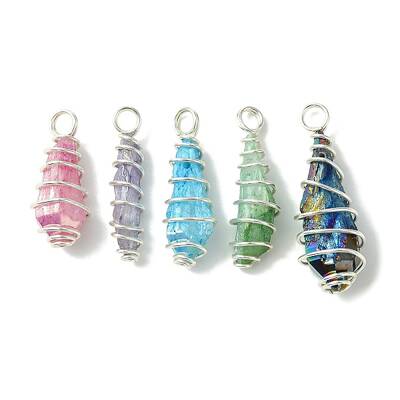 5Pcs Electroplated Natural Quartz Pendants