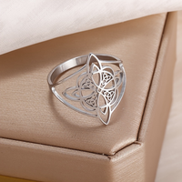 Elegant Stainless Steel Witch's Knot Ring - Classic Celtic Design, Perfect for Daily Wear & Gifting