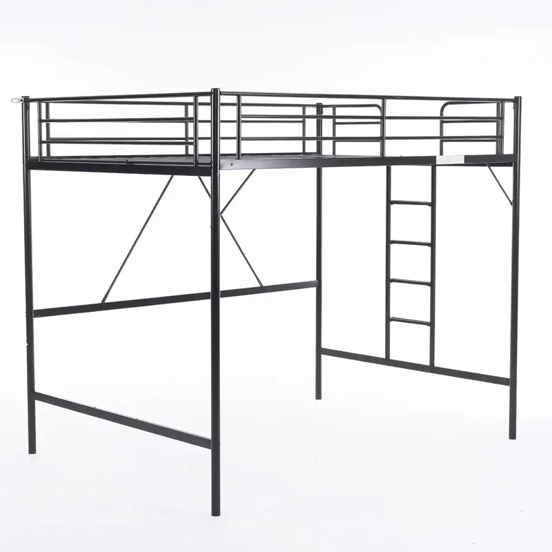VINGLI Loft Bed Full Size with Flat Rungs for Adults, Kids and Young Teens, No Box Spring Required,Heavy Duty Metal Slat Supp...