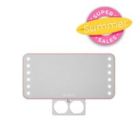 RIKI CUTIE Compact LED Pocket Mirror with Retractable Ring and 3 Dimming Stages for Daily On-the-Go Makeup