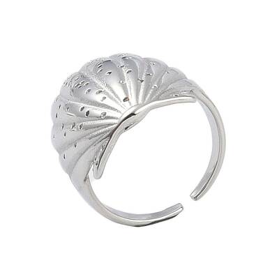 304 Stainless Steel Shell Shape Open Cuff Ring for Women