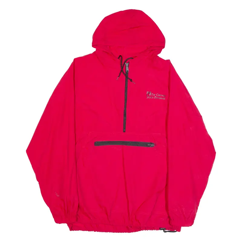 SPORTSMASTER 1/2 zip Mens Anorak Jacket Red Nylon Hooded L
