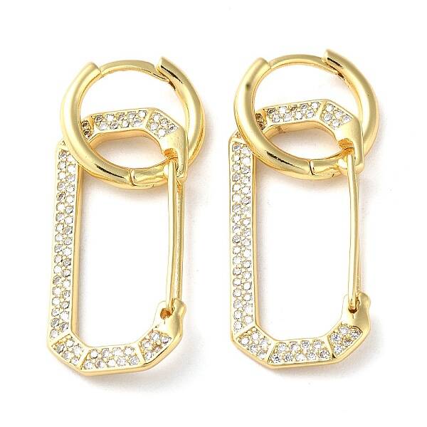 Rack Plating Brass Micro Pave Cubic Zirconia Dangle Hoop Earrings