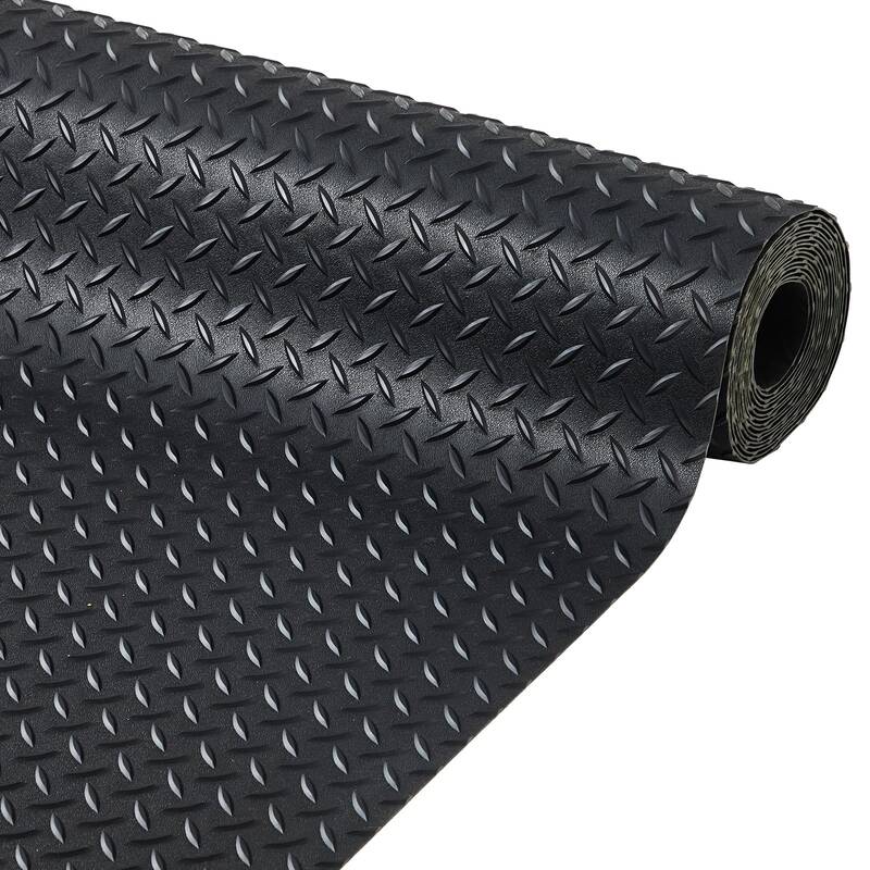 Garvee 7.5x20 ft Garage Floor Mat, 2.8 mm Thickened Flooring Roll Diamond Plate PVC Rubber Trailer Mat, Non-Slip Floor Protec...