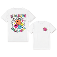 Be the Reason Someone Smiles Today Printed Women's Short Sleeve Crew Neck T-Shirt - Vibrant Cartoon Design, Summer & Spring C...