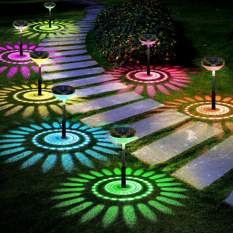 Solar Powered Pathway Light, Color Changing LED Outdoor Path Light, Waterproof Solar Garden Light for Walkway Yard Backyard L...