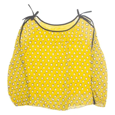 Womens Printed Blouse Yellow Long Sleeve Spotted S