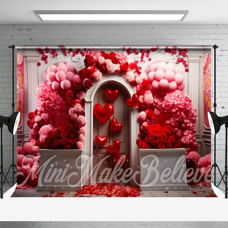 Red Pink Rose Heart Balloons Valentines Day Backdrop - Aperturee