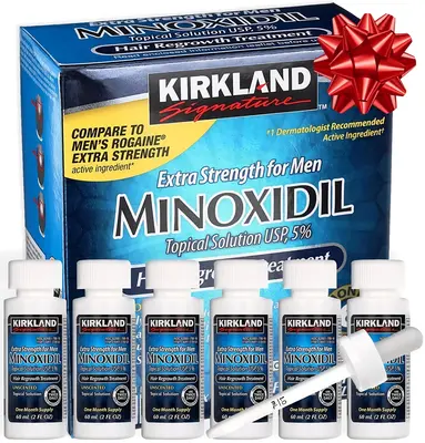 Kirkland Signature Minoxidil Liquid Extra Strength Hair Loss Regrowth Treatment for Men, 5% Topical Solution for Hair Growth