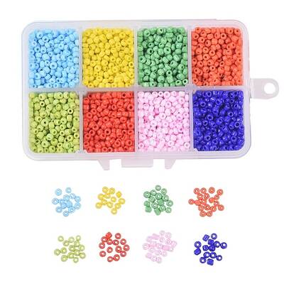 8/0 8 Colors Round Glass Seed Beads