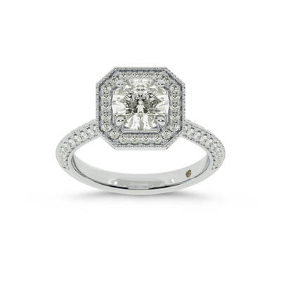 Shyne Octagonal Halo Round Lab Grown Diamond Engagement Ring | 10K White Gold 2 CT. TW.