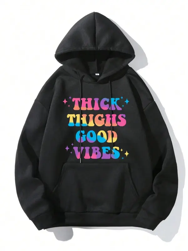 Men's Letter Print Hoodie, Fashion Essentials Hoodie, Regular Fit Casual Drawstring Pocket Hooded Sweatshirt, Men Clothes for...