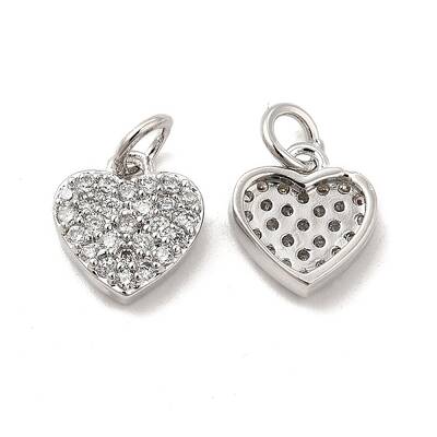 Brass Micro Pave Clear Cubic Zirconia Charms