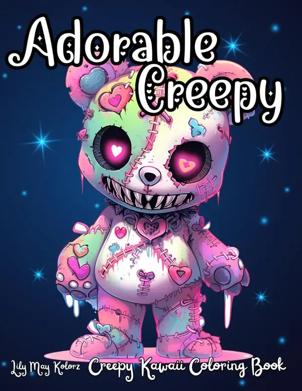 Adorable Creepy Coloring Book with Spooky Gothic Cute Kawaii Creatures Monsters and Animals for Adults and Teens: Easy Hallow...