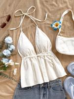 Women's Floral Textured Cami Top, Chic Casual Sleeveless Top for Summer, Fitted Ladies Clothes for Beach Holiday Vacation, Wo...