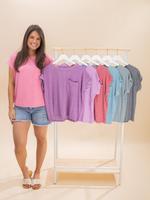 Zenana Melange Hacci Tee with Pocket | S-3XL