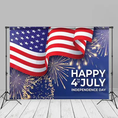 4th Of July Sparks USA Flag Independence Day Backdrop - Aperturee