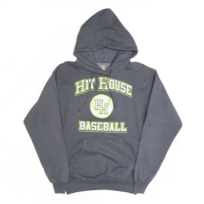 HANES Hit House Baseball Grey Pullover USA Hoodie Mens M