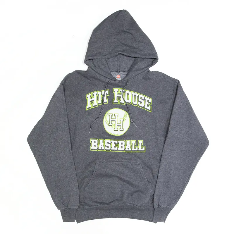 HANES Hit House Baseball Grey Pullover USA Hoodie Mens M
