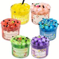 70/300ml Large Crunchy Crystal Slime Kit, Watermelon Grape Peach Strawberry Bottle Premade Slime Pack Set, Stress Relief Squi...
