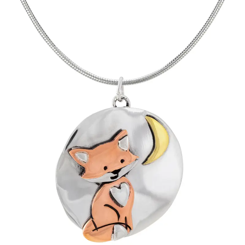 Moonlight Fox Sterling Necklace - with Sterling Cable Chain