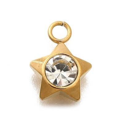 304 Stainless Steel Pave Cubic Zirconia Charms