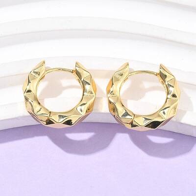 304 Stainless Steel Textured Hoop Earrings for Women