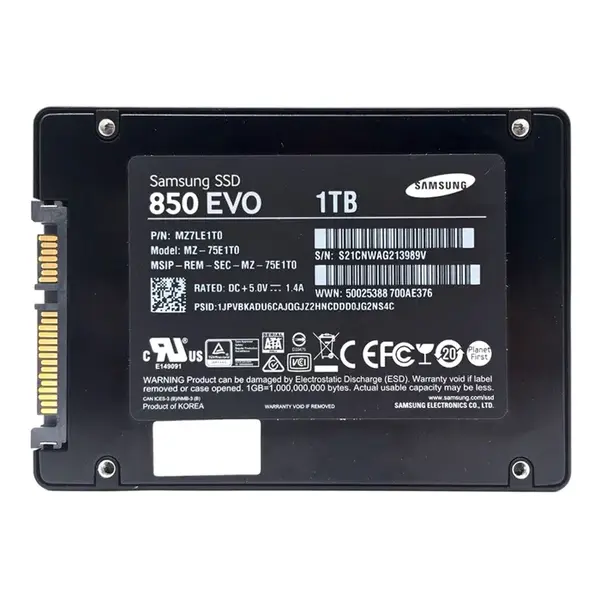 Samsung MZ-75E1T0 | 850 EVO Series 1TB 2.5-inch 6GB/s SATA 1GB Cache V-NAND 3bit MLC Solid State Drive