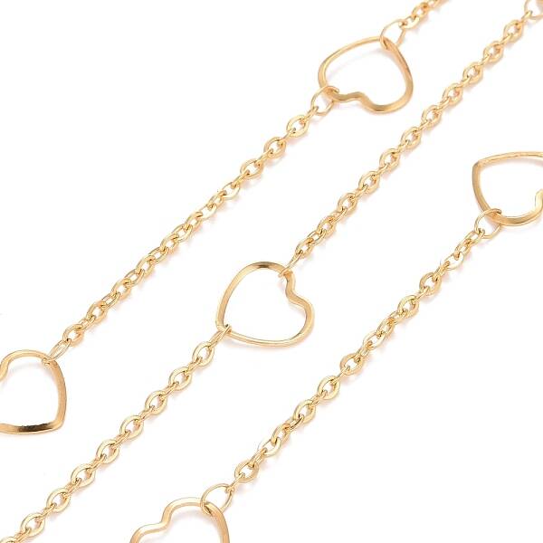 PVD Vacuum Plating 304 Stainless Steel Heart Link Cable Chains