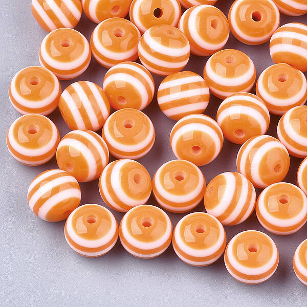 Round Striped Resin Beads
