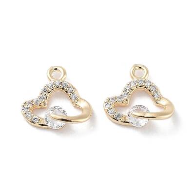 Brass Micro Pave Clear Cubic Zirconia Charms