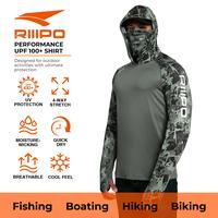 RIIIPO UPF 100+ Sun Protection Hoodie Shirts with UV Detection, Men Raglan Long Sleeve Lightweight Quick Dry Breathable Cooli...