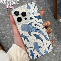 Shark Pattern Phone Case, Fashion Phone Protective Cover, Phone Accessories Compatible with iPhone, Casing