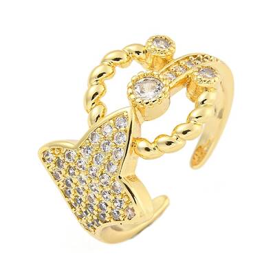 Flower Clear Cubic Zirconia Open Cuff Ring