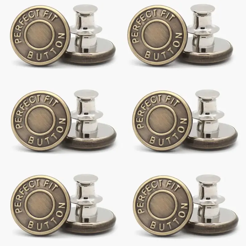 Removable Button for Jeans, 6pcs Jeans Button Replacement, Fashion Button for Women & Girls, DIY Sewing Accessories