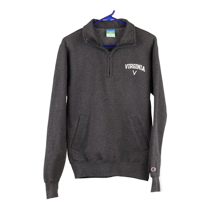 Virginia Champion College 1/4 Zip - Small Grey Cotton Blend