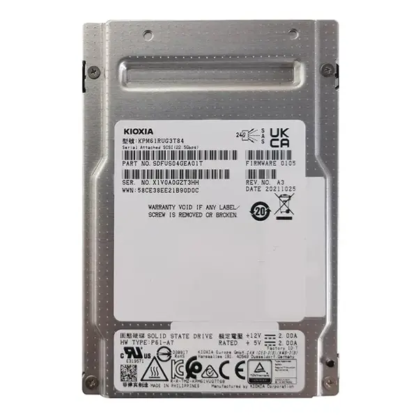 KPM61RUG3T84 KIOXIA PM6-R Series 3.84TB TLC SAS 24Gbps Read Intensive 2.5-Inch Internal Solid State Drive