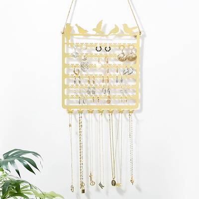 Rectangle with Bird Iron Wall Mounted Jewelry Display Rack