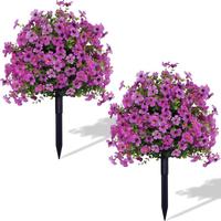 Artificial Violet Ball Topiary Tree, 1 Box/2 Boxes Faux Shrubs with Ground Spikes, Indoor/Outdoor Decor for Garden, Porch, Pa...