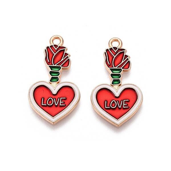 Valentine's Day Theme Alloy Enamel Pendants